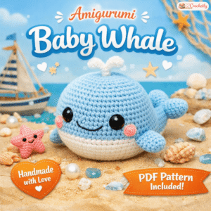 Amigurumi baby whale crochet pattern digital PDF for cute sea animal crochet project