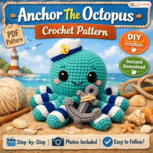 Anchor The Octopus crochet pattern, cute amigurumi octopus sea animal crochet PDF pattern