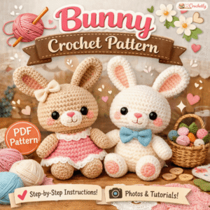 Bunny crochet pattern PDF for making a cute handmade crochet rabbit