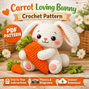 Carrot Loving Bunny Crochet Pattern cute rabbit amigurumi with carrot digital PDF crochet pattern