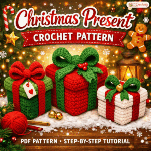 Christmas Present Crochet Pattern PDF digital download for handmade holiday gift decoration