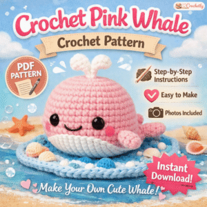 Pink whale crochet pattern PDF for a cute sea animal amigurumi crochet project