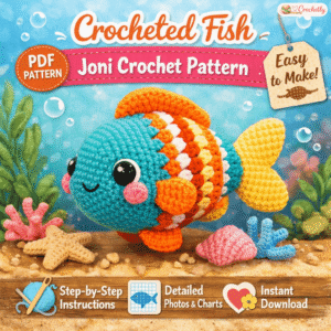 Crocheted Fish Joni crochet pattern for a handmade amigurumi sea animal project