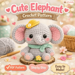 Cute Elephant Crochet Pattern – adorable amigurumi elephant crochet PDF pattern