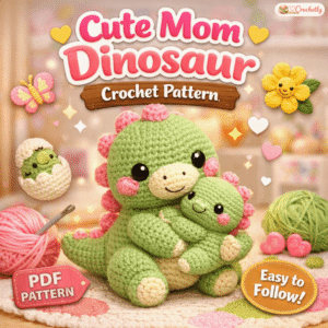 Cute Mom Dinosaur Crochet Pattern PDF digital crochet pattern