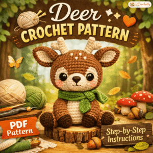 Deer crochet pattern PDF featuring a cute handmade woodland deer amigurumi