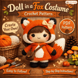 Doll in a Fox Costume Crochet Pattern digital amigurumi doll PDF