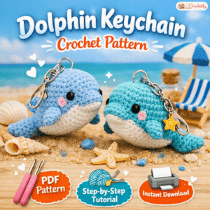 Dolphin keychain crochet pattern digital PDF sea animal crochet project