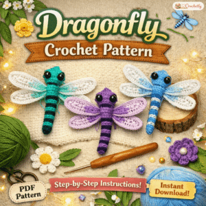 Dragonfly Crochet Pattern PDF instant digital download for handmade amigurumi dragonfly project