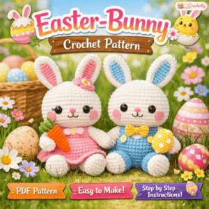 Easter Bunny Crochet Pattern PDF digital download for handmade Easter crochet project