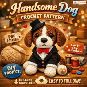 Handsome Dog Crochet Pattern – cute dog amigurumi crochet PDF pattern