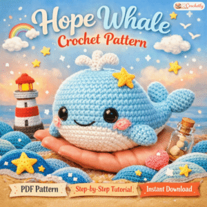 Hope Whale Crochet Pattern – Cute Crochet Whale Amigurumi PDF Pattern and Sea Animal DIY Project