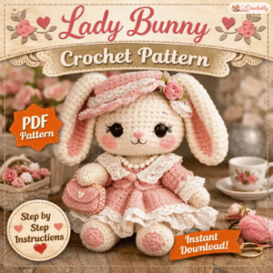 Lady Bunny Crochet Pattern cute bunny amigurumi PDF crochet pattern