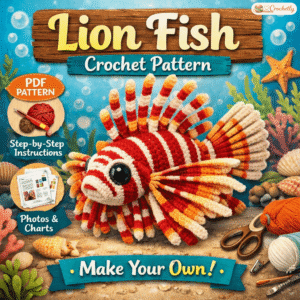 Lion Fish Crochet Pattern PDF – handmade crochet lion fish sea animal amigurumi pattern