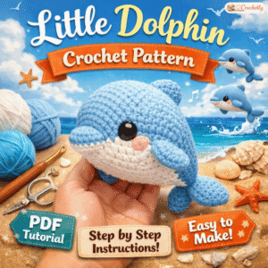 Little Dolphin Crochet Pattern digital PDF for cute crochet sea animal amigurumi