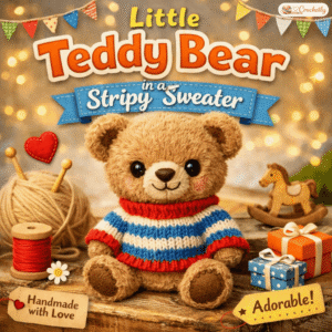 Little Teddy Bear in a Stripy Sweater crochet pattern PDF