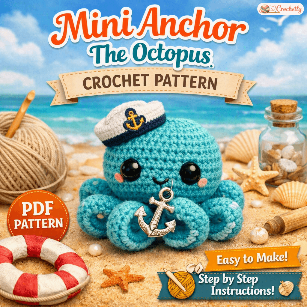 Mini Anchor The Octopus Crochet Pattern cute nautical amigurumi sea animal crochet design