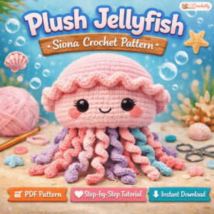 Plush Jellyfish Siona crochet pattern digital PDF featuring a cute handmade jellyfish amigurumi design