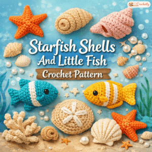 Starfish, seashell and little fish crochet pattern ocean-themed digital PDF