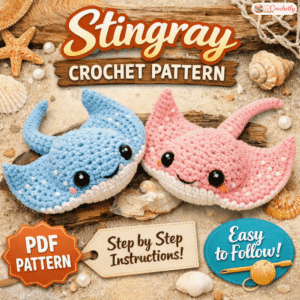 Stingray crochet pattern PDF featuring a cute handmade sea animal amigurumi design