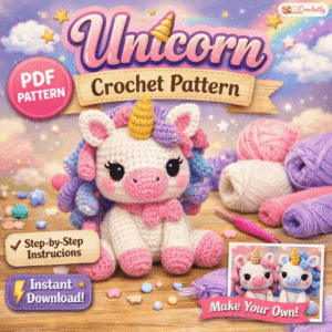 Unicorn crochet pattern, cute unicorn amigurumi crochet PDF pattern, handmade crochet unicorn toy