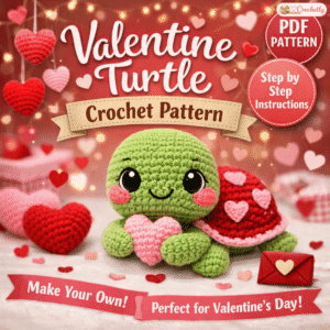 Valentine Turtle Crochet Pattern – Cute Amigurumi Turtle PDF Crochet Pattern for Valentine's Day, Handmade Gifts and DIY Crochet Projects